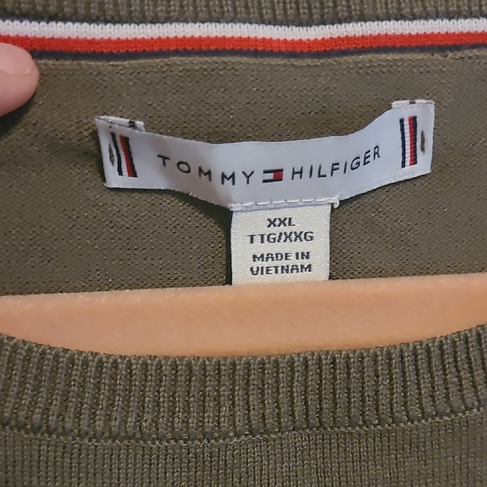 Tommy Hilfiger Olive and White Striped Sweatshirt - Picture 7 of 7